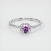 0.64 Ct. Pink Sapphire Ring, 14K White Gold 1