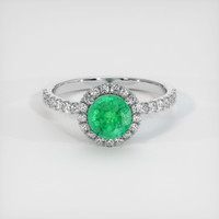 0.86 Ct. Emerald Ring, 18K White Gold 1