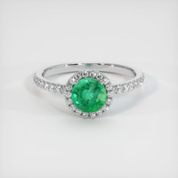 0.85 Ct. Emerald Ring, 18K White Gold 1