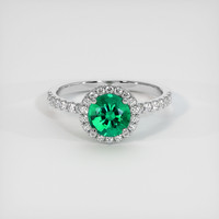 0.92 Ct. Emerald Ring, 18K White Gold 1