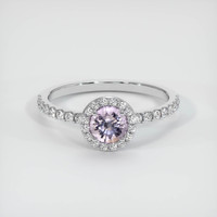 0.72 Ct. Pink Sapphire Ring, 18K White Gold 1