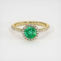 0.85 Ct. Emerald Ring, 18K Yellow Gold 1