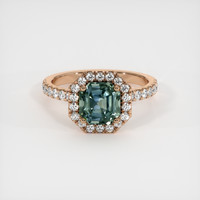 1.75 Ct. Bluish Green Sapphire Ring, 14K Rose Gold 1