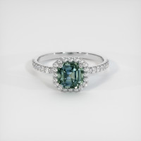 1.75 Ct. Bluish Green Sapphire Ring, 14K White Gold 1