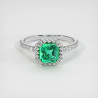 Pave Emerald Ring 1.09 Ct., 18K White Gold Preview
