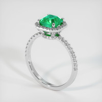 Pave Emerald Ring 1.09 Ct., 18K White Gold Preview