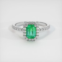 0.74 Ct. Emerald Ring, 18K White Gold 1