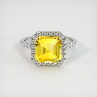 4.06 Ct. Yellow Sapphire Ring, 18K White Gold 1