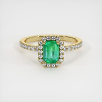 0.74 Ct. Emerald Ring, 18K Yellow Gold 1