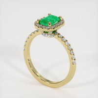 0.74 Ct. Emerald Ring, 18K Yellow Gold 2