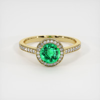 0.88 Ct. Emerald Ring, 18K Yellow Gold 1