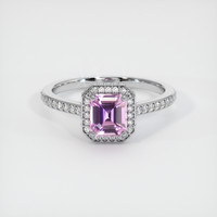 1.31 Ct. Pink Sapphire Ring, 18K White Gold 1