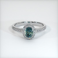 0.62 Ct. Greenish Blue Sapphire Ring, 10K White Gold 1