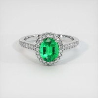 0.94 Ct. Emerald Ring, 18K White Gold 1