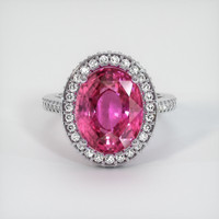 8.00 Ct. Purplish Pink Sapphire Ring, 18K White Gold 1