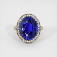 13.50 Ct. Blue Sapphire Ring, 14K Yellow Gold 1