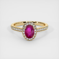 0.88 Ct. Ruby Ring, 14K Yellow Gold 1