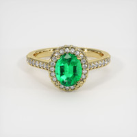 0.94 Ct. Emerald Ring, 18K Yellow Gold 1