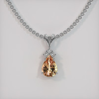 1.27 Ct. Padparadscha Sapphire Pendant, 14K White Gold 1