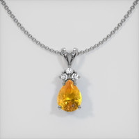 1.40 Ct. Orangish Yellow Sapphire Pendant, 14K White Gold 1