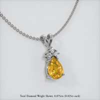 1.40 Ct. Orangish Yellow Sapphire Pendant, 14K White Gold 2