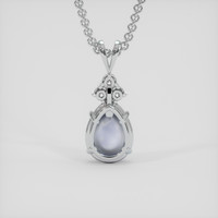 4.81 Ct. Blue Flash Moonstone Pendant, 18K White Gold 4