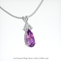 3.03 Ct. Purplish Pink Sapphire Pendant, 18K White Gold 2