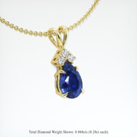 0.83 Ct. Blue Sapphire Pendant, 14K Yellow Gold 2