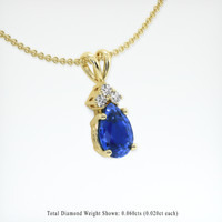 0.94 Ct. Blue Sapphire Pendant, 14K Yellow Gold 2