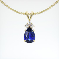 0.83 Ct. Blue Sapphire Pendant, 18K Yellow Gold 1