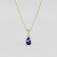 0.89 Ct. Purplish Blue Sapphire Pendant, 18K Yellow Gold 1