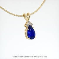 0.80 Ct. Blue Sapphire Pendant, 18K Yellow Gold 2