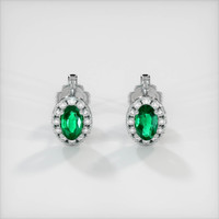 Pave Emerald Earrings 0.48 Ct.Tw.Total Carat Weight, Platinum 950 Preview