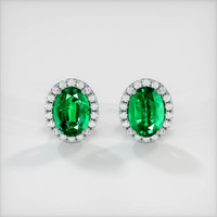 <span>2.22</span>&nbsp;<span class="tooltip-light">Ct.Tw.<span class="tooltiptext">Total Carat Weight</span></span> Emerald Earrings, Platinum 950 1