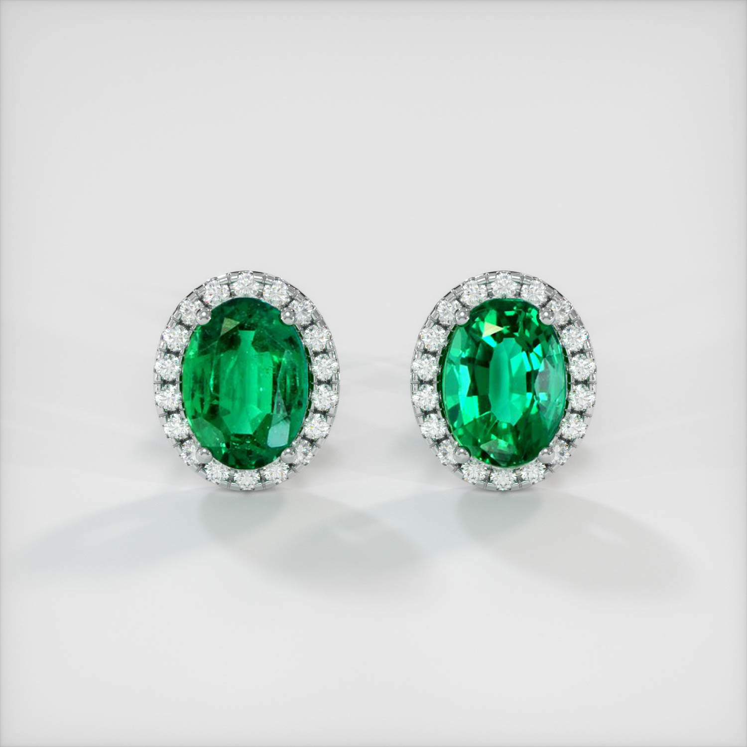 Pave Emerald Earrings 1.43 Ct.Tw.Total Carat Weight, Platinum 950