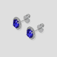 <span>3.24</span> <span class="tooltip-light">Ct.Tw.<span class="tooltiptext">Total Carat Weight</span></span> Blue Sapphire Earrings, Platinum 950 3