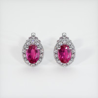 <span>1.28</span>&nbsp;<span class="tooltip-light">Ct.Tw.<span class="tooltiptext">Total Carat Weight</span></span> Sapphire Earrings, 18K White Gold 1