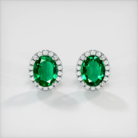 Emerald Earrings 3.00 Ct.Tw.Total Carat Weight, 18K White Gold Preview