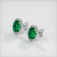 Emerald Earrings 3.00 Ct.Tw.Total Carat Weight, 18K White Gold Preview