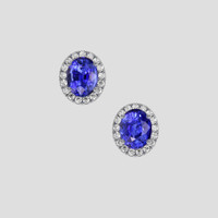 <span>3.24</span>&nbsp;<span class="tooltip-light">Ct.Tw.<span class="tooltiptext">Total Carat Weight</span></span> Blue Sapphire Earrings, 18K White Gold 1