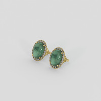 <span>11.21</span>&nbsp;<span class="tooltip-light">Ct.Tw.<span class="tooltiptext">Total Carat Weight</span></span> Greenish Blue Jade Earrings, 14K Yellow Gold 3