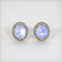 <span>10.77</span>&nbsp;<span class="tooltip-light">Ct.Tw.<span class="tooltiptext">Total Carat Weight</span></span> Purplish Blue Sapphire Earrings, 14K Yellow Gold 1