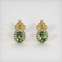 1.34 Ct.Tw. Green Sapphire Earrings, 14K Yellow Gold 1