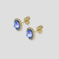 <span>4.10</span>&nbsp;<span class="tooltip-light">Ct.Tw.<span class="tooltiptext">Total Carat Weight</span></span> Blue Sapphire Earrings, 14K Yellow Gold 3