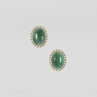 <span>11.21</span>&nbsp;<span class="tooltip-light">Ct.Tw.<span class="tooltiptext">Total Carat Weight</span></span> Greenish Blue Jade Earrings, 18K Yellow Gold 1