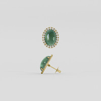 <span>11.21</span>&nbsp;<span class="tooltip-light">Ct.Tw.<span class="tooltiptext">Total Carat Weight</span></span> Greenish Blue Jade Earrings, 18K Yellow Gold 2