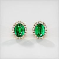 <span>2.22</span>&nbsp;<span class="tooltip-light">Ct.Tw.<span class="tooltiptext">Total Carat Weight</span></span> Emerald Earrings, 18K Yellow Gold 1