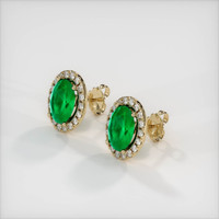 <span>2.22</span>&nbsp;<span class="tooltip-light">Ct.Tw.<span class="tooltiptext">Total Carat Weight</span></span> Emerald Earrings, 18K Yellow Gold 2