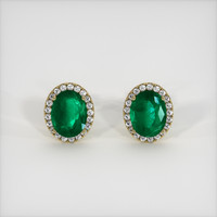 <span>2.42</span>&nbsp;<span class="tooltip-light">Ct.Tw.<span class="tooltiptext">Total Carat Weight</span></span> Emerald Earrings, 18K Yellow Gold 1