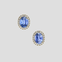 <span>4.10</span>&nbsp;<span class="tooltip-light">Ct.Tw.<span class="tooltiptext">Total Carat Weight</span></span> Blue Sapphire Earrings, 18K Yellow Gold 1